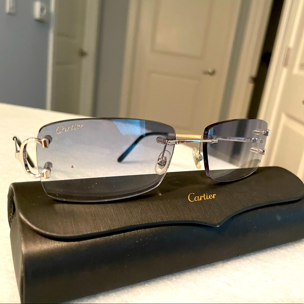 Authentic Cartier Blue Lens Sunglasses Unisex